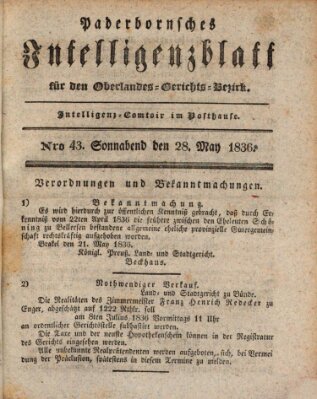 Paderbornsches Intelligenzblatt Samstag 28. Mai 1836