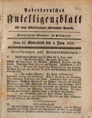 Paderbornsches Intelligenzblatt Samstag 4. Juni 1836