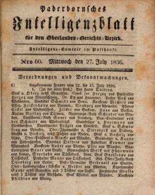 Paderbornsches Intelligenzblatt Mittwoch 27. Juli 1836