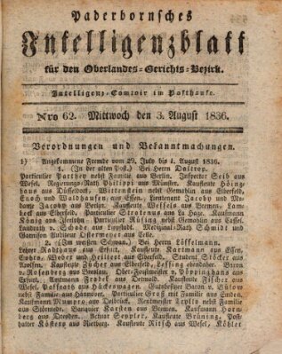 Paderbornsches Intelligenzblatt Mittwoch 3. August 1836