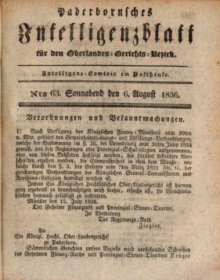 Paderbornsches Intelligenzblatt Samstag 6. August 1836