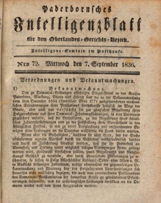 Paderbornsches Intelligenzblatt Mittwoch 7. September 1836