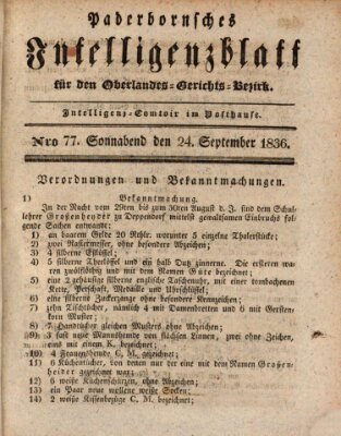 Paderbornsches Intelligenzblatt Samstag 24. September 1836