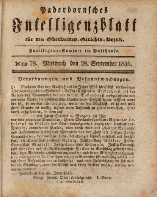 Paderbornsches Intelligenzblatt Mittwoch 28. September 1836