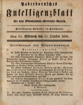 Paderbornsches Intelligenzblatt Mittwoch 12. Oktober 1836