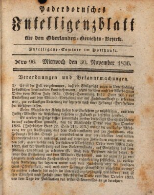 Paderbornsches Intelligenzblatt Mittwoch 30. November 1836