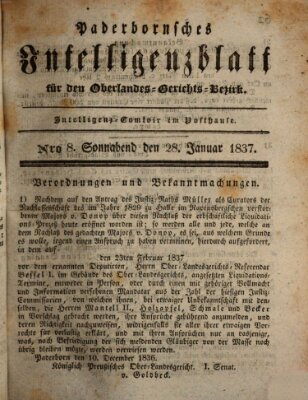 Paderbornsches Intelligenzblatt Samstag 28. Januar 1837