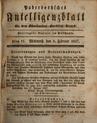 Paderbornsches Intelligenzblatt Mittwoch 8. Februar 1837