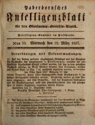 Paderbornsches Intelligenzblatt Mittwoch 22. März 1837