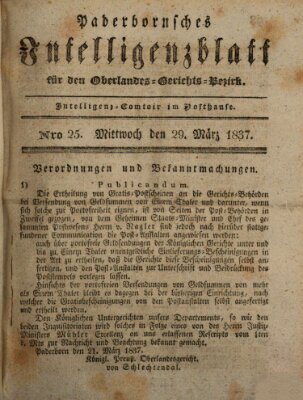 Paderbornsches Intelligenzblatt Mittwoch 29. März 1837