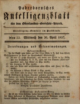 Paderbornsches Intelligenzblatt Mittwoch 26. April 1837