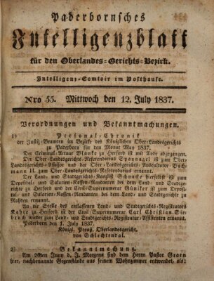 Paderbornsches Intelligenzblatt Mittwoch 12. Juli 1837