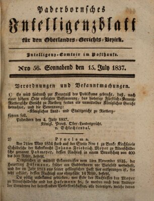 Paderbornsches Intelligenzblatt Samstag 15. Juli 1837