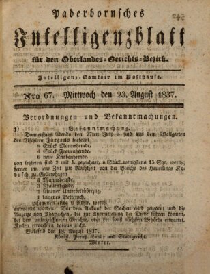 Paderbornsches Intelligenzblatt Mittwoch 23. August 1837