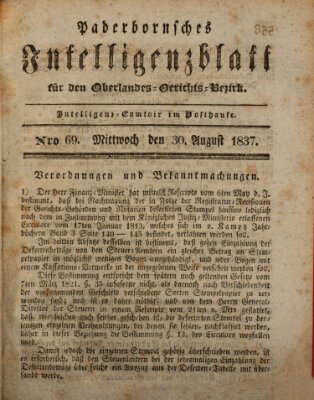 Paderbornsches Intelligenzblatt Mittwoch 30. August 1837