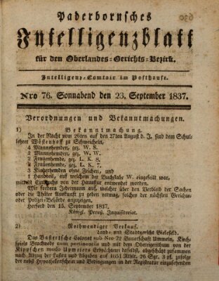 Paderbornsches Intelligenzblatt Samstag 23. September 1837