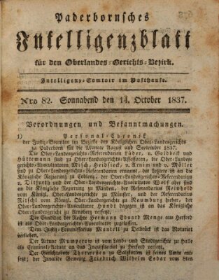 Paderbornsches Intelligenzblatt Samstag 14. Oktober 1837