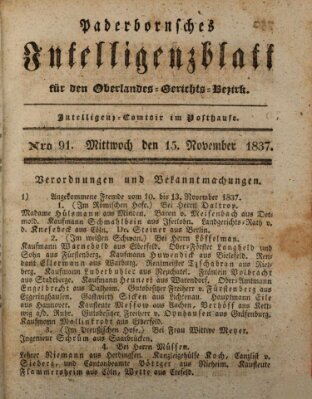 Paderbornsches Intelligenzblatt Mittwoch 15. November 1837