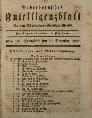 Paderbornsches Intelligenzblatt Samstag 23. Dezember 1837