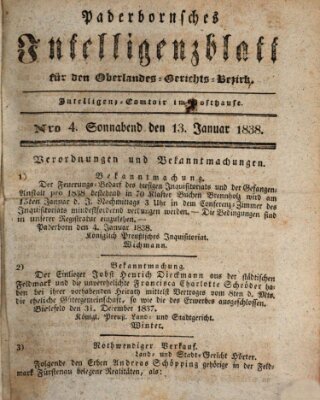 Paderbornsches Intelligenzblatt Samstag 13. Januar 1838