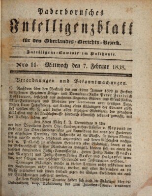 Paderbornsches Intelligenzblatt Mittwoch 7. Februar 1838