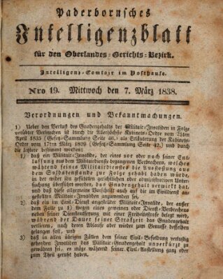 Paderbornsches Intelligenzblatt Mittwoch 7. März 1838