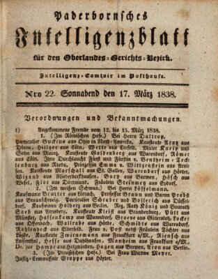 Paderbornsches Intelligenzblatt Samstag 17. März 1838