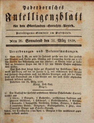 Paderbornsches Intelligenzblatt Samstag 31. März 1838