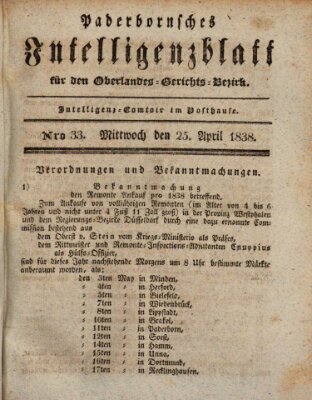 Paderbornsches Intelligenzblatt Mittwoch 25. April 1838