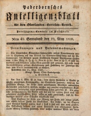 Paderbornsches Intelligenzblatt Samstag 19. Mai 1838