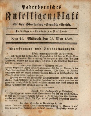 Paderbornsches Intelligenzblatt Mittwoch 23. Mai 1838