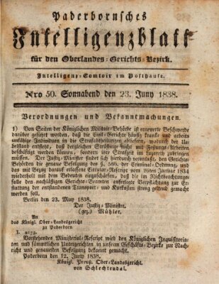 Paderbornsches Intelligenzblatt Samstag 23. Juni 1838