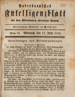 Paderbornsches Intelligenzblatt Mittwoch 11. Juli 1838