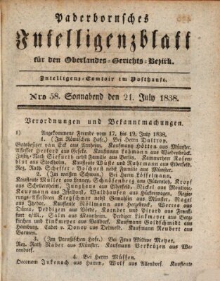 Paderbornsches Intelligenzblatt Samstag 21. Juli 1838