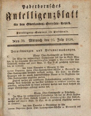 Paderbornsches Intelligenzblatt Mittwoch 25. Juli 1838