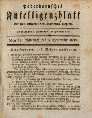 Paderbornsches Intelligenzblatt Mittwoch 5. September 1838