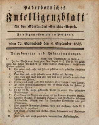 Paderbornsches Intelligenzblatt Samstag 8. September 1838