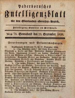 Paderbornsches Intelligenzblatt Samstag 29. September 1838