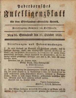 Paderbornsches Intelligenzblatt Samstag 27. Oktober 1838