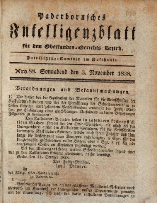 Paderbornsches Intelligenzblatt Samstag 3. November 1838