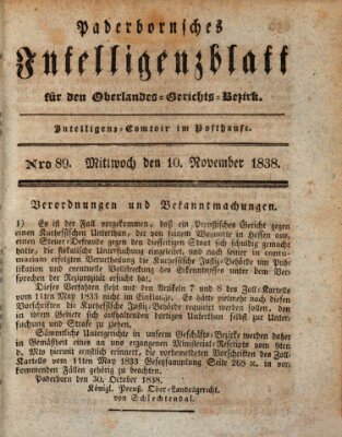 Paderbornsches Intelligenzblatt Mittwoch 7. November 1838