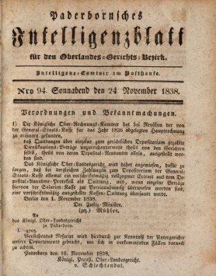 Paderbornsches Intelligenzblatt Samstag 24. November 1838