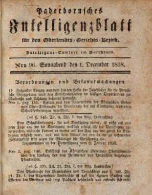 Paderbornsches Intelligenzblatt Samstag 1. Dezember 1838