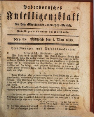 Paderbornsches Intelligenzblatt Mittwoch 1. Mai 1839