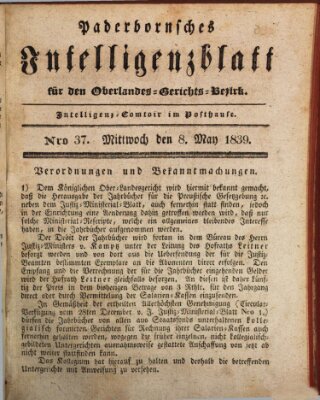 Paderbornsches Intelligenzblatt Mittwoch 8. Mai 1839