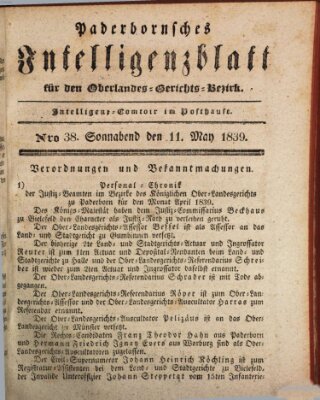 Paderbornsches Intelligenzblatt Samstag 11. Mai 1839