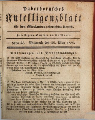 Paderbornsches Intelligenzblatt Mittwoch 29. Mai 1839