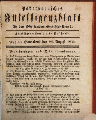 Paderbornsches Intelligenzblatt Samstag 24. August 1839