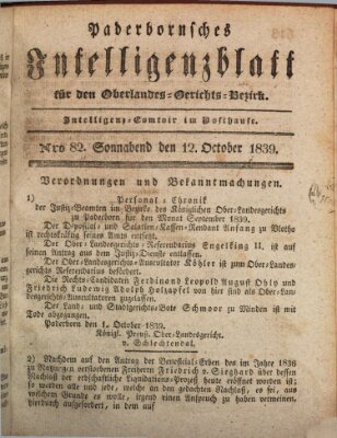 Paderbornsches Intelligenzblatt Samstag 12. Oktober 1839