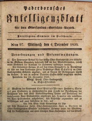 Paderbornsches Intelligenzblatt Mittwoch 4. Dezember 1839